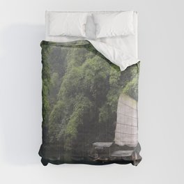 China Photography - Sailboat On The Forest River Comforter