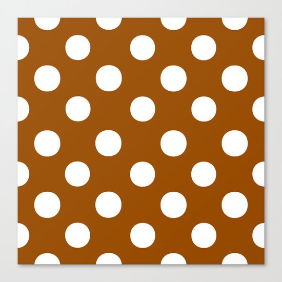 Polka Dots (White/Brown) Canvas Print