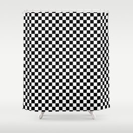 Classic Black and White Race Check Checkered Geometric Win Shower Curtain