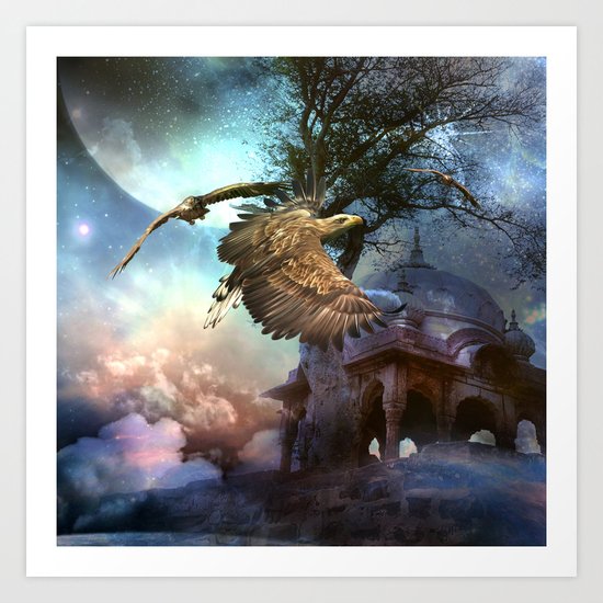 Awesome flying eagle Art Print