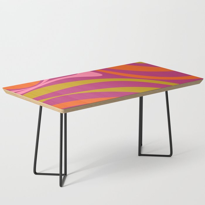 New Groove Abstract Retro Swirl Pattern Magenta Lime Pink Orange Coffee Table
