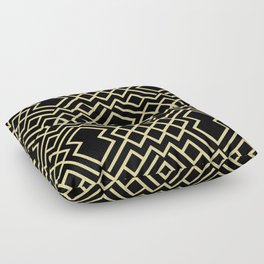 Black and Yellow Abstract Geometric Shape Pattern - Diamond Vogel 2022 Popular Color Fire Dance 0799 Floor Pillow