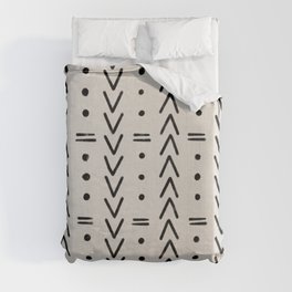 Mudcloth Black Geometric Shapes in White  Duvet Cover