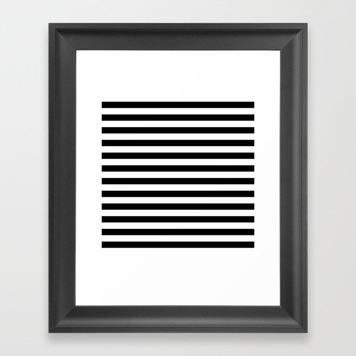 Black and White Horizontal Stripes | Classic Cabana Stripe Framed Art Print
