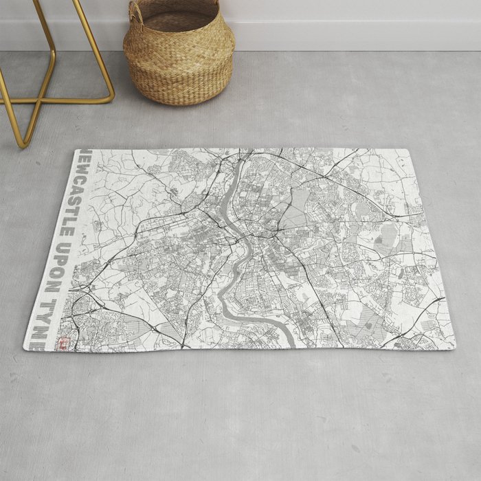 Newcastle Upon Tyne Map Line Rug By Hubertroguski Newcastle Upon Tyne Map Line Rug By Hubertroguski