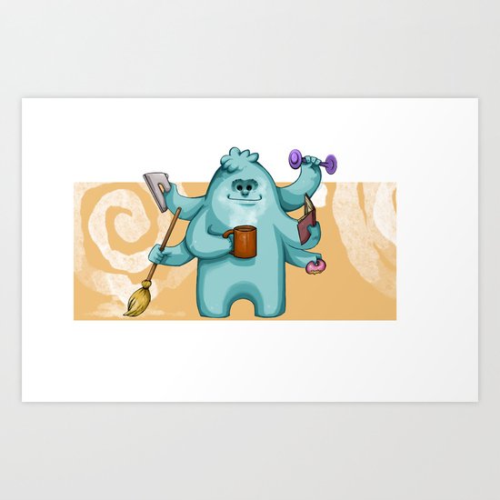 Multitasking Monster Art Print