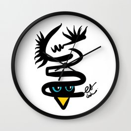 Abstract Snake Bird Minimal Style Line in Black and White and Color Wall Clock