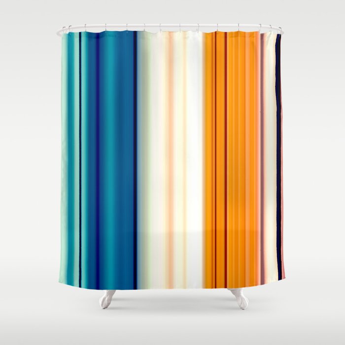 Blue Pink Orange Turquoise Striped Pattern Shower Curtain