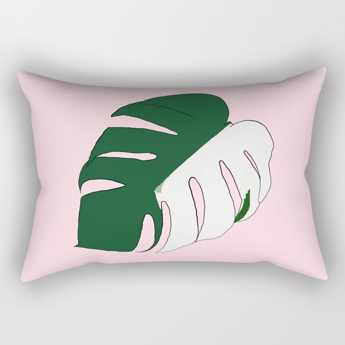 Monstera Variegata (Pink) Rectangular Pillow