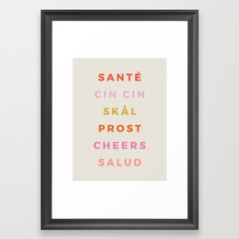 "CHEERS!" Around The World Type Print Framed Art Print | Colorful, Digital, Graphicdesign, Minimal, Poster, Toast, Bold, Cool, Holiday, Typography 