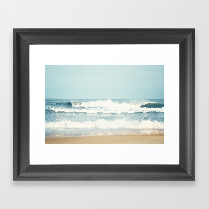 Ocean Photography, Calming Sea Photo, Blue Waves Seascape Photograph, Beach Print Framed Art Print