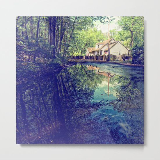 Country Lane Reflections Metal Print