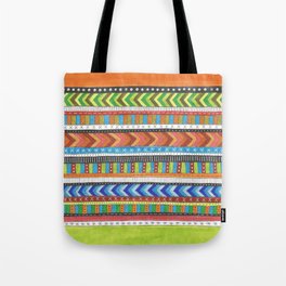brightly colored patterned stripes Tote Bag
