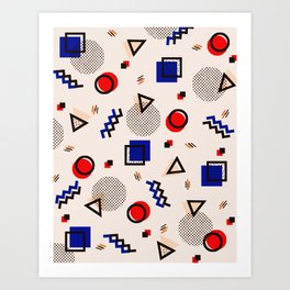 80s Retro Vintage Geometric Pattern Art Print