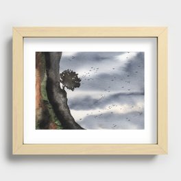 Lone Tree on Cliff Recessed Framed Print