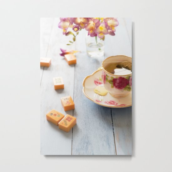 Tea and Mahjong Metal Print