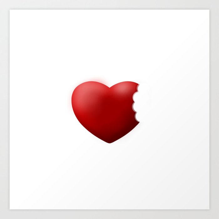 A Bite Of Love Nibbled Heart Art Print By Hqphoto