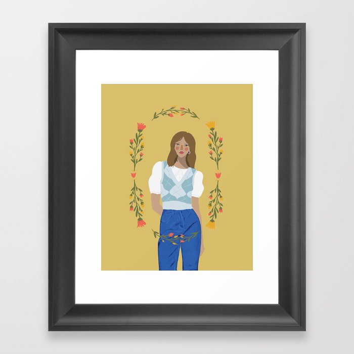girl in sweater vest Framed Art Print