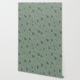 Green Christmas tree in snow pattern Wallpaper