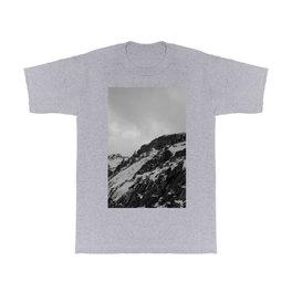 Snow on Canyon Rocks, B&W T Shirt | Snowing, Cloudscape, Natural, Landscape, Clouds, Photo, Canyons, Snowfall, Black And White, Wintry 