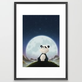 Moonbathing | Illustration of a panda bear enjoying life to the fullest Framed Art Print