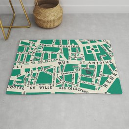 PARIS MAP GREEN Rug | Map, Travel, Curated, Rue, Hollizollinger, Green, Drawing, Street, France, Digital 