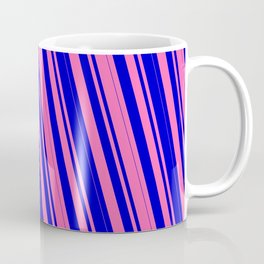 [ Thumbnail: Hot Pink & Blue Colored Lines/Stripes Pattern Coffee Mug ]