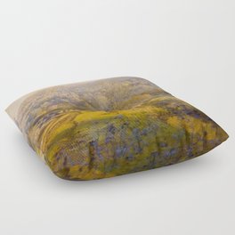 Vintage countryside fields in autumn Floor Pillow