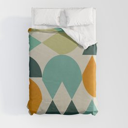 mid mod geometry green teal nature 4 Duvet Cover