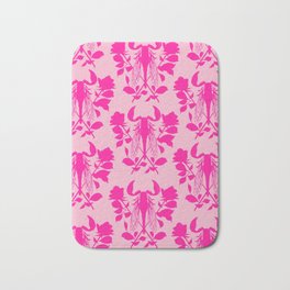Damask scorpion locust Bath Mat | Feminist, Bug, Roses, Scorpion, Tough, Ornate, Neon, Wallpaper, Pattern, Pink 