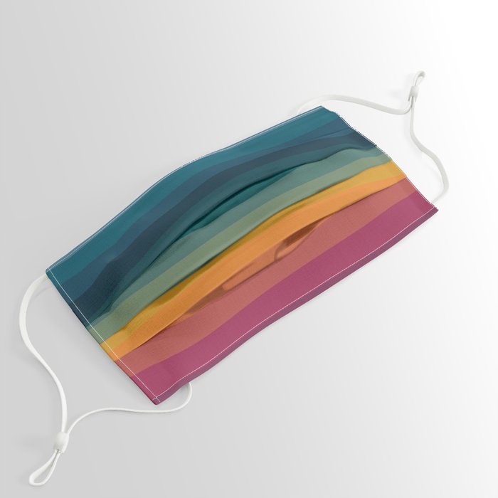 Colorful Abstract Vintage 70s Style Retro Rainbow Summer Stripes Face Mask