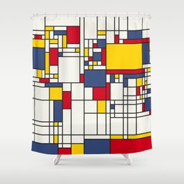World Map Abstract Mondrian Style Shower Curtain