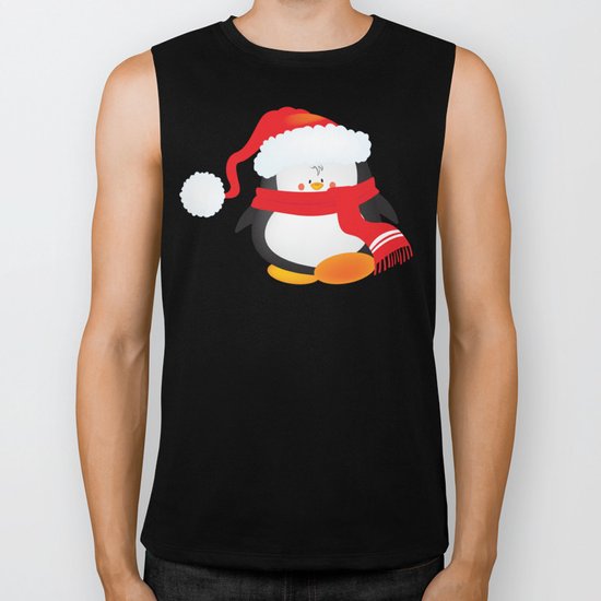 cute little xmas penguin Biker Tank