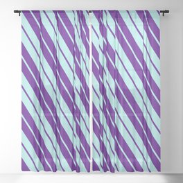 [ Thumbnail: Indigo and Turquoise Colored Lines Pattern Sheer Curtain ]
