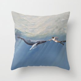 The Creation of Adam the Whale Throw Pillow