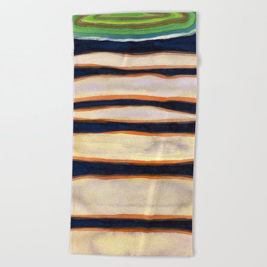 Green Cloud over Floating Shapes Beach Towel