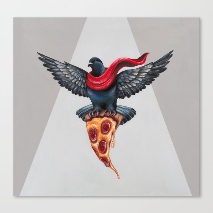 Pigeon with Pizza Canvas Print