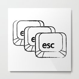 Esc Metal Print | Button, Aesthetic, Keyboard, Modern, Digital, Contemporary, Black, Lineart, Escape, Vector 