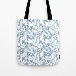 Pastry Tools in Blue and White Tote Bag