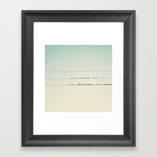 thirty-seven little birds sitting in a row ... Framed Art Print