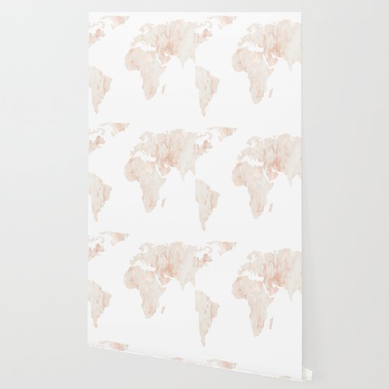 Marble World Map Light Pink Rose Gold Shimmer Wallpaper By