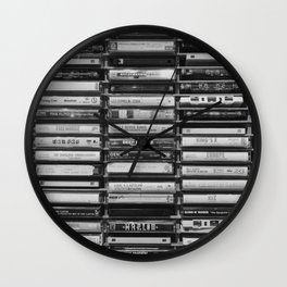 Cassette Tapes Pattern (Black and White) Wall Clock