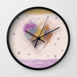 Abstract Multicolored Tender Love Heart Wall Clock