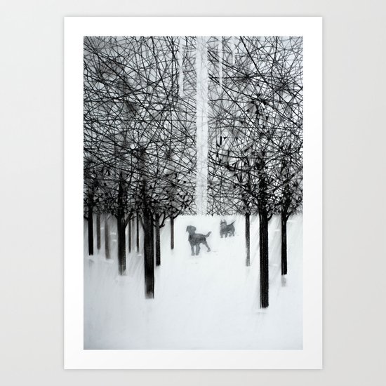 Walking dogs Art Print
