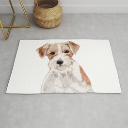 Wired-Haired Jack Russel Terrier watercolors illustration Rug