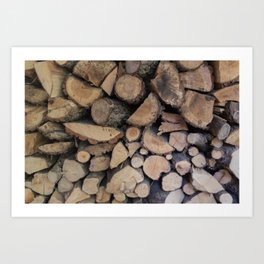 Stacked Wood for the Fireplace | Preparation for Winter | The Texture of Wood Art Print