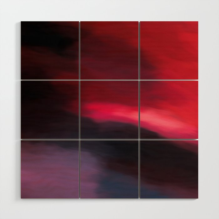 Abstract Red To Black Shades Wood Wall Art By Galerie503