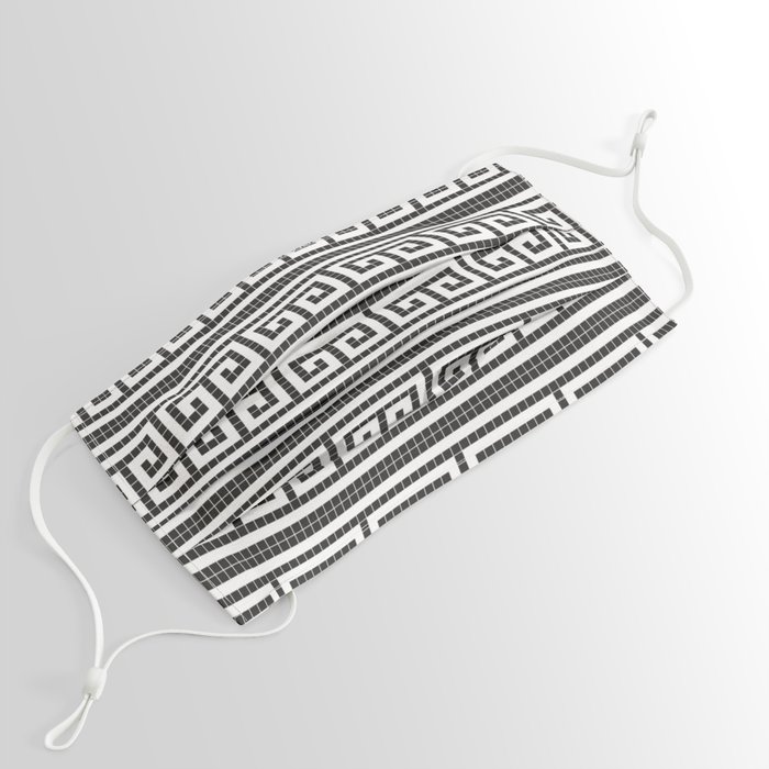 Black & white modern greek motifs tiles pattern Face Mask