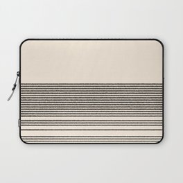 Organic Stripes - Minimalist Textured Line Pattern in Black and Almond Cream Laptop Sleeve