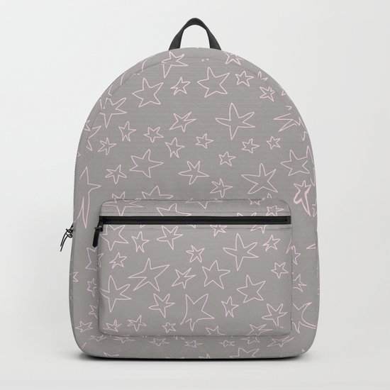 Pink handpainted little stars on grey background Backpack